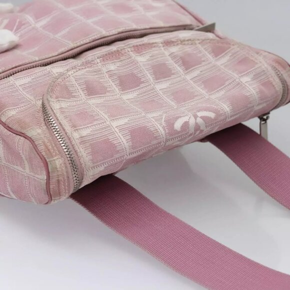 CHANEL New Travel Line Backpack Canvas Pink CC Auth BD376 - Picture 6 of 16